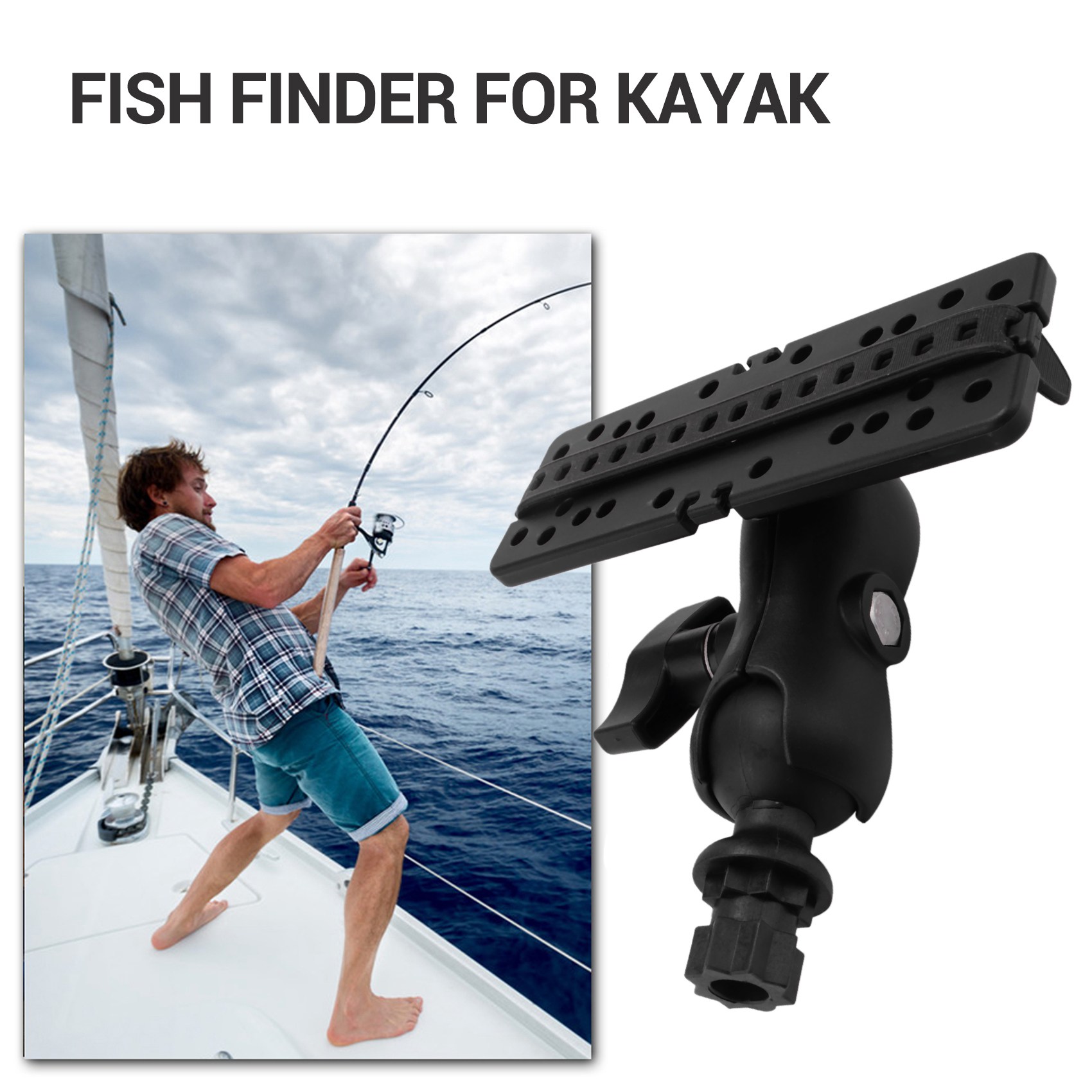 Fish Finder Mount - NALFI-Kugelhalterung mit Fischfinder und universeller Montageplatte,