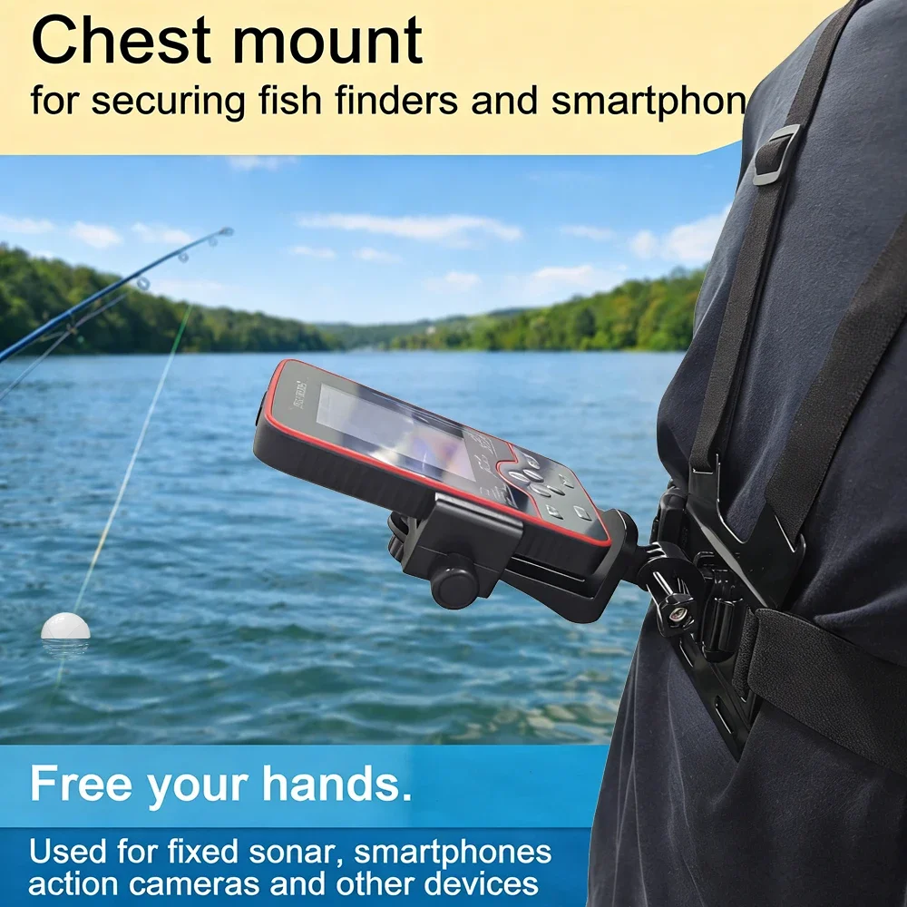 Fish Finder Mount - Brustmontierter Fischfinder-Halter Brustgurt Tragbarer Handy- und